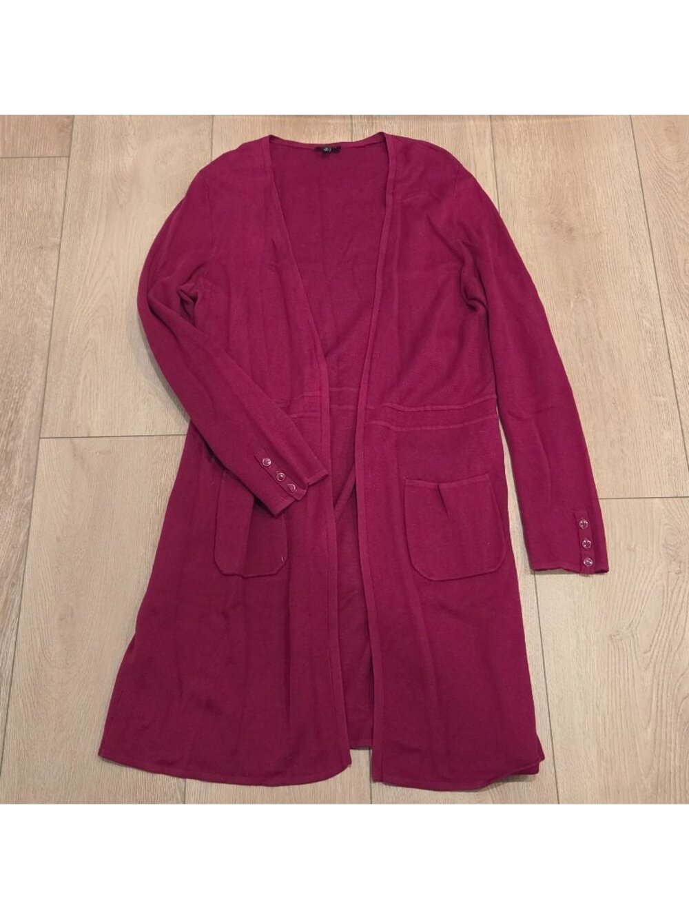 Talbots Raspberry Pink Duster Open Cardigan Sweater Womens Medium